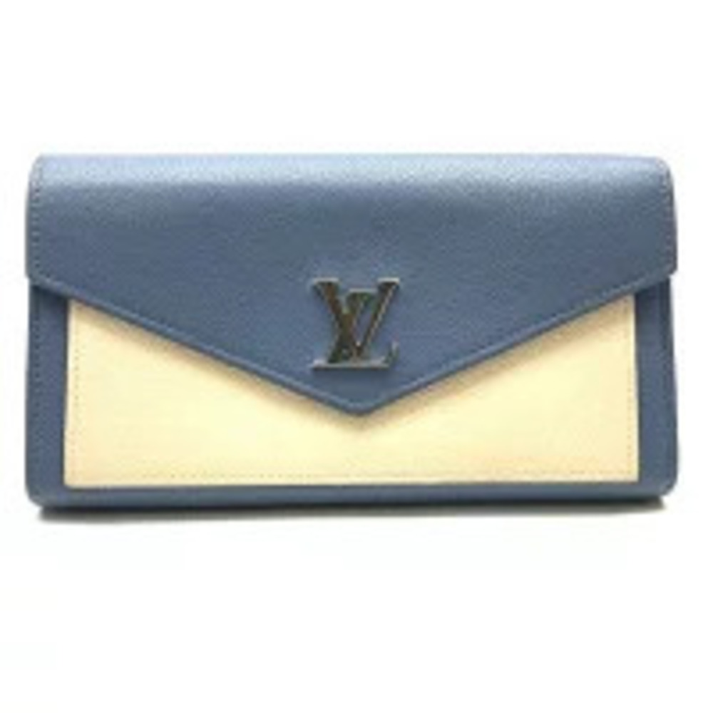 LOUIS VUITTON Portefeuille My Lockme Blue Jean Long Wallet Calf Leather